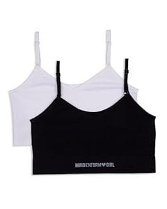 Maidenform Girls' Comfort Brami Bralette, 2 Pack, Black/ White, X-Large
