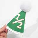 BOOMPA Half Birthday Party Hat, Green Felt with White Pom Pom, 1/2 Number Design