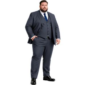 GATMSTZ 3 Piece Suits for Men Big and Tall Regular Fit Blazer Men Tuxedo Suit Set Classic Fit Jacket Vest Pants (Grey,60R) (Gray)