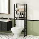 Furinno Turn-N-Tube Over The Toilet Storage, 3-Shelf Over The Toilet Organizer, Freestanding Space Saver Bathroom Shelf, for Bathroom Organizers and Storage, Black Espresso