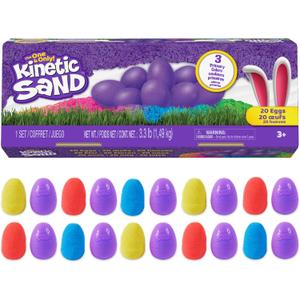 Kinetic Sand, 20-Pack Eggs with 3.3lbs Red, Yellow & Blue Play Sand for Egg Hunts, Party Favors & Goodie Bags, Sensory Toys for Kids Ages 3 and up (Multi Color)