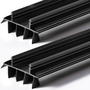 Pushglossy 2 Pcs Replacement Door Bottom with Vinyl Fins 36" Long 1 3/4" Wide Threshold Seal Bottom of Door Weatherstrip Kerf Weather Stripping for 7/8" Between Barbs (Black)