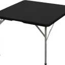 BDDC 34" x 34" Square Fitted Table Cover - Stretchy Spandex Black Table Cloth, Washable & Wrinkle-Resistant Tablecloth for Tables, Indoor/Outdoor Picnics, Patios & Events