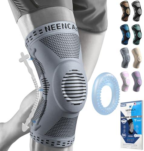 NEENCA Professional Knee Brace for Pain Relief, Medical Knee Support with Patella Pad & Side Stabilizers, Compression Knee Sleeve for Meniscus Tear, ACL, Joint Pain, Runner, Workout (Gray, Small)