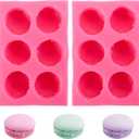 Hedume 2 Pack 6-Cavity 3D Macaroon Silicone Mold, Macaron Hamburger Baking Molds, Perfect for Candle, Muffin, Cake/Cupcake Decorating, Mini Soap, Bath Bomb
