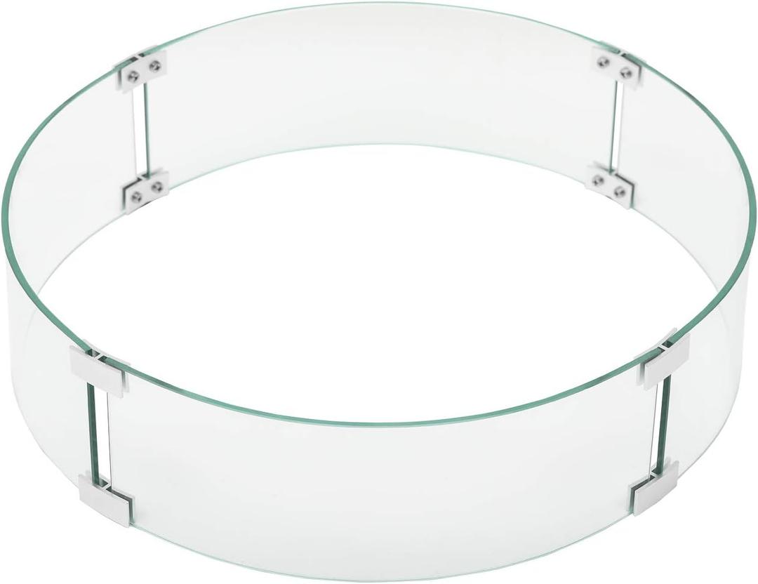 COSIEST Outdoor Fire Pit Glass Wind Guard, Round, 29x5.5 inches 