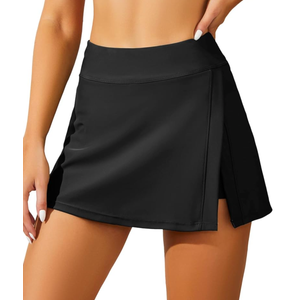 Aqua Eve Women Swim Skirt Tummy Control Swimsuit Skirt with Built-in Shorts High Waisted Split Swim Bottom, Size 2XL