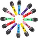 KIMOBER 12PCS Inflatable Microphones, Colorful Blow up Microphones Stage Act Mic Props for Pretend Play Party Favors Supplies
