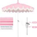 7.5ft Pagoda Patio Umbrella with Fringe, UPF50+ Tassel Umbrella with Crank & Fiberglass Ribs, Holiday Outdoor Umbrella for Garden Pool Lawn Yard Table