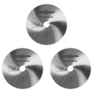 LOONPON 4.5inch HSS Saw Blade 3Pcs,72T Cutting Disc with 7/8 Inch Arbor for Wood Plastic PVC Soft-Metals Cutting
