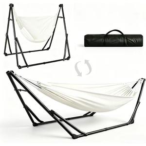 2-in-1 Hammock Kids Chair, Foldable Steel Stand Indoor Outdoor Swing Bag | Convertible swing hammock chair, rustproof frame, no-tool setup, holds 220 lbs, carry bag for playroom, yard, camping indoor