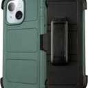 for Defender Phone Case iPhone 13 Case with Belt Clip,for Shockproof iPhone 13 Case Rugged,2 Layers of Sturdy for iPhone13 Cases Heavy Duty,Military-Grade Cover for iPhone 13Case (Drak Green)