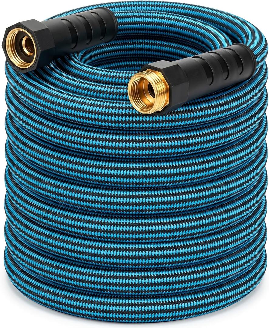 NON-EXPANDABLE Garden Hose, Heavy Duty Flexible Water Hose, Kink Resistant Lightweight Hybrid Hose with Durable Fabric Skin, Leakproof Hose Male to Female Fittings 30FT