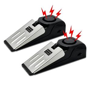 HNHMT 2 Pack Portable Door Stop Alarm, Door Stopper with 120db Loud Security Alarm, Travel Door, Doorstops Wedge Sensors Security Devices for Traveling Apartment Hotel and Home (Black)