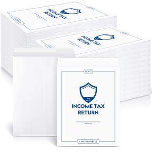 100 Pcs Income Tax Return Envelope for Tax Preparers 9 x 12 Inches Open End Security Envelopes for Office Business Legal Documents Catalog Paper Mailing, White
