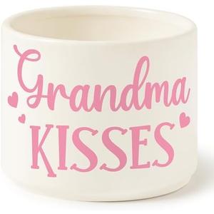 FoszaSzept Candy Dish Cauldron, Mother Mini Ceramic Candy Bowl Tiered Tray Decor, Snack Serving Bowl Table Wishes Accents for Mother'Day Party Birthday Home Kitchen Events (Grandma Kiss)2 Pcs