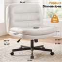 COMHOMA Criss Cross Office Chair Armless Vanity Chair with Comfy Seat, Oversized