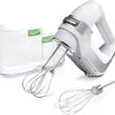 Hamilton Beach Professional 5-Speed Electric Hand Mixer with High-Performance DC Motor, Slow Start, Snap-On Storage Case, Stainless Steel Beaters & Whisk, White (62652)