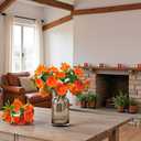 2 Pack Artificial Fall Flowers Orange Fall Floral Stems Fake Sunflower Daisy for Autumn Home Decorations -VASE NOT Included