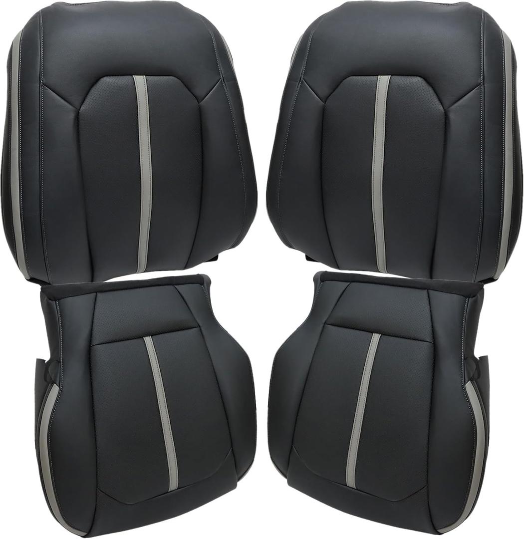 NLQR Front Driver and Passenger Side Bottom & Top Replacement Seat Covers Black Microfiber Leather Compatible with Ford F150 Platinum Ed 2015 2016 2017 2018 2019 2020