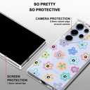 MOSNOVO Case for Samsung Galaxy S24 Ultra, [Buffertech 6.6ft Military-Grade Drop Protection] [Anti Peel Off Tech] Clear TPU Bumper Phone Case Cover Design - Groovy Flower