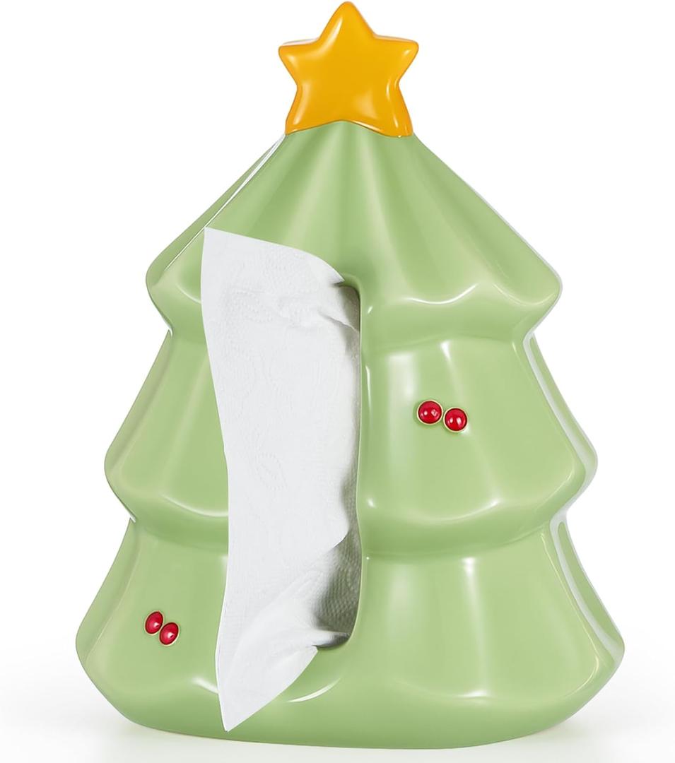 Tree Decorative Tissue Box Ceramic Tissue Holder Box Stylish Modern Napkin Dispenser Festive Decorative Spring Gift Ceramic Gifts for Bathroom Kitchen Bedroom Office Desk Home Decor