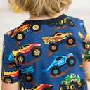 babee Reshinee Bamboo Viscose Toddler Pajamas Boys Girls Kids Baby Cool Short Summer Monster Truck Pjs Set 6-7Y Two Piece