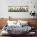Rustic Succulent Wall Decor Cactus Wall Art Southwestern Arizona Desert Painting Canvas Prints Farmhouse Green Saguaro Picture Boho Tropical Flower Poster Artwork Bedroom Living Room Decoration 14x48"