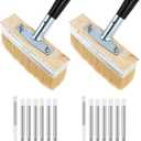 2-Pack Deck Stain Brush Set with 67" Extension Pole 6.88" Wide Boar Bristle Blend Paint Brush for Wood Deck, Fence, Wall, Furniture Multi-Surface Applicator for Stain, Limewash, Latex Paint
