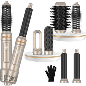 Blow Dryer Brush, 6 in 1 Auto Air Curling Iron Set 3 Temperature 1000W Powerful Negative Ionic Hair Dryer Brush Set with Thermal Brush