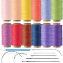 10-Year Popular Assorted Colors Round Waxed Thread -0.55mm 70 Yards 12 Spools Stiff Polyester Wax Cord for Beading, Leather Sewing, Bookbinding, Bracelets Braiding, Micro Macrame Craft Making