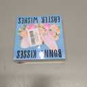 Easter Decor, Easter Decorations for Home, Farmhouse Bunny Kisses Wood Sign Decoration for Home Kitchen Living Room Bedroom Desk Shelf Table 5 X 5 Inch