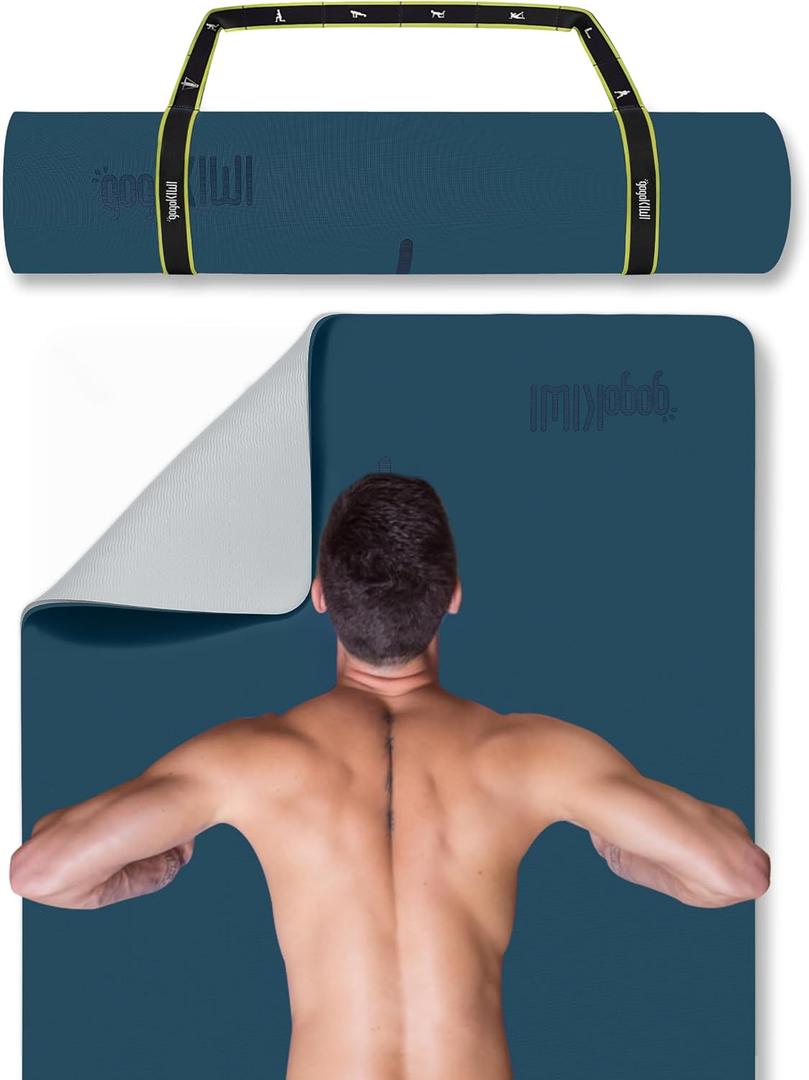 Gogokiwi Extra Wide Yoga Mat for Men Women (72"L x 36"W) Non Slip Fitness & Exercise Mat with Alignment Marks for Yoga, Pilates, Floor Workouts (Extra Cushion (1/2 inch Thick))