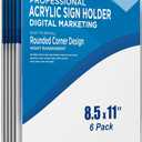 Acrylic Sign Holder 8.5x11 Wall Mount (6 Pack)  Vertical Clear Frame with 3M Adhesive Tape, No Drilling Sign Display for Office, Store, Home, Restaurant