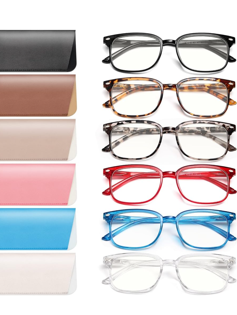 6 Pack Reading Glasses for Women, Reading glasses men, Blue Light Blocking Readers, Computer eye glasses, Cheaters, +1.25 