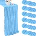 6 Pack Baby Blue Cheesecloth Table Runner 35x120 Inch Gauze Rustic Boho Table Runner 10FT Cheese Cloth for Spring Wedding Decor Birthday Party Bridal Baby Shower Table Decoration