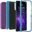 for Galaxy S21 5G case,Samsung S21 Heavy Duty case,[Without Belt Clip][Military Grade Protective ],[Shockproof] [Dropproof] [Dust-Proof], Compatible with Samsung Galaxy S21 5G (PurpleSky Blue