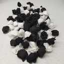 Bright Creations 100 Pack Black and White Artificial Flowers - Bulk Stemless Fake Foam Roses for Decorations, DIY Crafts, Bouquets (3 in)