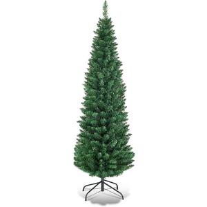 5 ft. PVC Unlit Artificial Slim Pencil Christmas Tree with Stand Home Holiday Decor Green