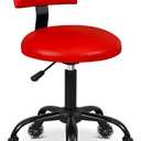 Rolling Shop Stool with Wheels, Mechanic Garage Stool Chair with Adjustable Height 15.55"-18.3", Heavy Duty Swivel Roller Seat for Garage, Salon and Tattoo Beauty, Red