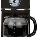 Nostalgia Classic Retro 10 Cup Coffee Maker - One-Touch Drip Brew, Reusable Filter - Anti-Drip, Auto Shutoff, & Time Display - Dishwasher Safe 50 oz Carafe - Black
