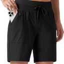 Willit Women's Shorts Hiking Athletic Shorts Quick Dry Golf Outdoor Casual 7" Shorts Lightweight UPF50+ (Large, Black)