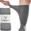 Viasox EasyStretch Diabetic Socks for Men & Women, Non Binding Top, Seamless Toe, Loose Fit (Gray, Large)