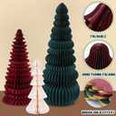 3 Pcs Large Honeycomb Christmas Tree,Classic,Green, Red, White