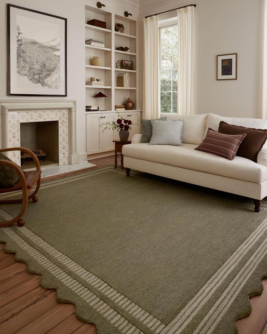 Loloi Chris Loves Julia Scottie Collection SCO-01 Olive/Pebble 2'-3" x 3'-9", .87" Pile Height, Runner Rug