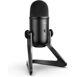 FIFINE USB Podcast Microphone for Recording Streaming, Condenser Computer Gaming Mic for PC Mac, Headphone Output&Volume Control, Mic Gain Control, Mute Button for Vocal, YouTube (K678)
