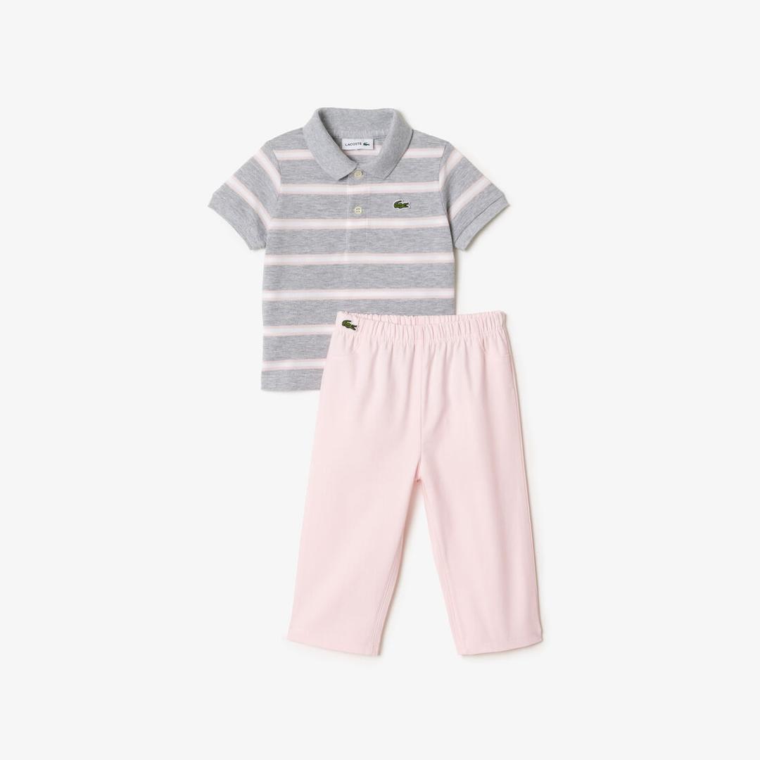 Lacoste baby-girls Organic Cotton Mini Piqué Pyjama Gift Set 12 M