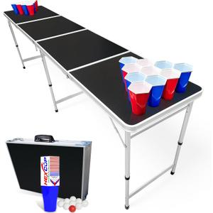 8-Foot Regulation Length Folding Table w/Optional Cup Holes, LED Lights, Custom Graphic (Choose Your Model)