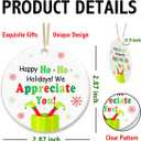 2 x Inspirational Christmas Hanging Ornaments 2025, for Coworkers Christmas,Happy Holidays We Appreciate You Ceramic Hanging Ornament with Golden Ribbon for Xmas Tree Decor