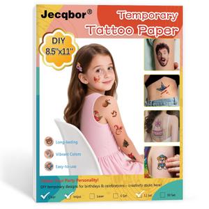 Printable Temporary Tattoo Paper for INKJET Printer, Custom Tattoo Sticker 8.5"X11", DIY Personalized Long-lasting Clear Transfer Paper for Kids, Family, Women, Halloween, Birthday, Parties, Christmas (A4 8.5X11 Inch-6 SETS)